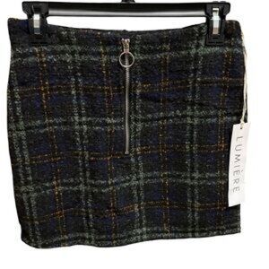 NWT SIZE S-L Lumiere Tartan Mini Skirt - Black, Blue, and Gray